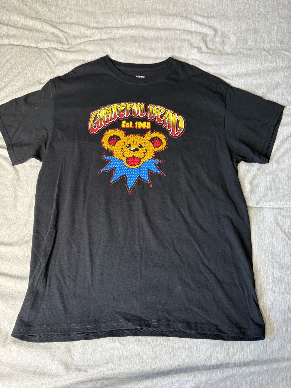 Grateful Dead Black women’s Short Sleeve Tee with Yellow Bear Graphic